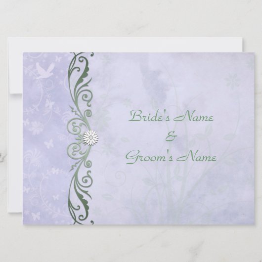 Periwinkle Blue Floral Spring Wedding Kaart (Achterkant)