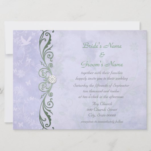 Periwinkle Blue Floral Spring Wedding Kaart (Voorkant)