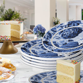 Periwinkle Blue Floral Toile No.1 Papieren Bordje