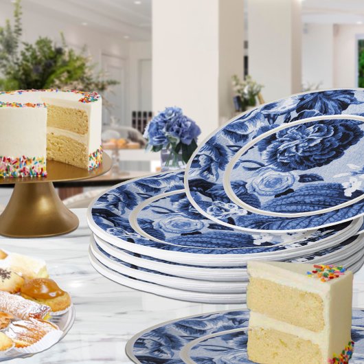 Periwinkle Blue Floral Toile No.1 Papieren Bordje