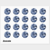 Periwinkle Blue  Floral Toile No.1 Ronde Sticker (Vel)