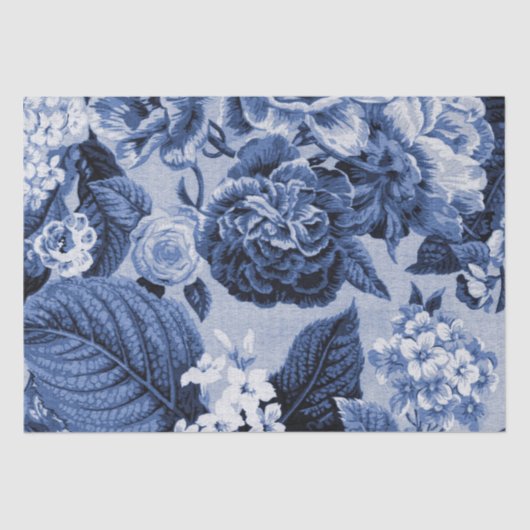 Periwinkle Blue  Floral Toile No.1 Tissuepapier (Voorkant)