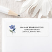 Periwinkle Blue Floral Wedding Invitation Adres Etiket (Insitu)