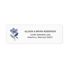 Periwinkle Blue Floral Wedding Invitation Adres Etiket