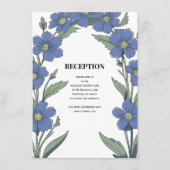 Periwinkle Blue Floral Wedding Reception Informatiekaartje (Voorkant)
