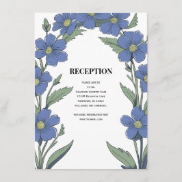 Periwinkle Blue Floral Wedding Reception Informatiekaartje