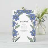 Periwinkle Blue Floral Wedding Reception Informatiekaartje (Staand voorkant)