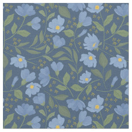 Periwinkle Blue Flowers op Navy Floral Pattern Stof