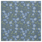 Periwinkle Blue Flowers op Navy Floral Pattern Stof (Swatch)