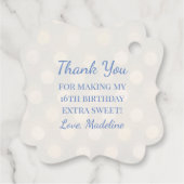 Periwinkle Blue Folie en Gold Bokeh Shimmer Bedankjes Labels (Achterkant)