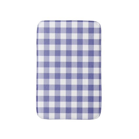 Periwinkle Blue Gingham Check Modern Patroon Badmat (Voorkant Verticaal)