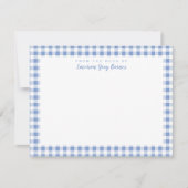 Periwinkle Blue Gingham Personal Stationery Kaart (Voorkant)