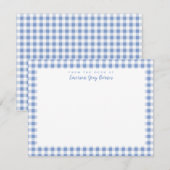 Periwinkle Blue Gingham Personal Stationery Kaart (Voorkant / Achterkant)