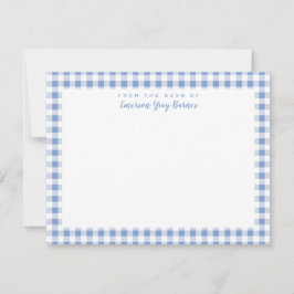 Periwinkle Blue Gingham Personal Stationery Kaart