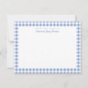 Periwinkle Blue Gingham Personal Stationery Kaart