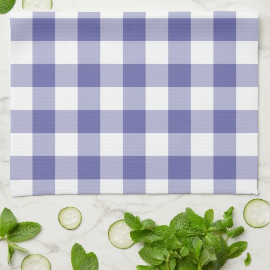 Periwinkle Blue Gingham Trendy Check Pset Pattern Theedoek (Gevouwen)