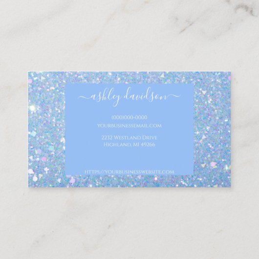 Periwinkle Blue Glitter Customer Loyalty Kaart Visitekaartje (Achterkant)