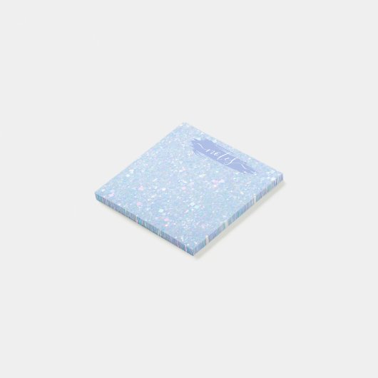 Periwinkle Blue Glitter Glam Note Pad (Schuin)