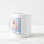 Periwinkle Blue Glitter Photo & QR Code Coffee Mok (Voorkant links)