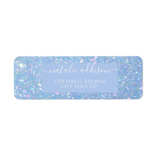 Periwinkle Blue Glitter Return Address Label (Voorkant)