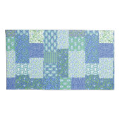 Periwinkle Blue Green Faux Patchwork Patroon Kussensloop (Achterkant-Rechts)