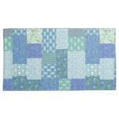 Periwinkle Blue Green Faux Patchwork Patroon Kussensloop (Voorkant-Rechts)