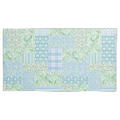 Periwinkle Blue Green Faux Patchwork Patroon Kussensloop (Voorkant-Links)