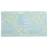 Periwinkle Blue Green Faux Patchwork Patroon Kussensloop (Voorkant-Rechts)