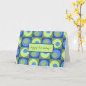 Periwinkle Blue Green Happy Birthday gepatterd Kaart (Gele Bloem)