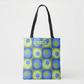 Periwinkle Blue Green Patterned Personalized Tote Bag (Voorkant)