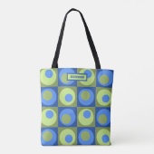 Periwinkle Blue Green Patterned Personalized Tote Bag (Achterkant)