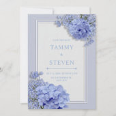 Periwinkle Blue Hydrangea Botanical Frame Wedding Kaart (Voorkant)