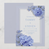 Periwinkle Blue Hydrangea Botanical Frame Wedding Kaart (Voorkant / Achterkant)