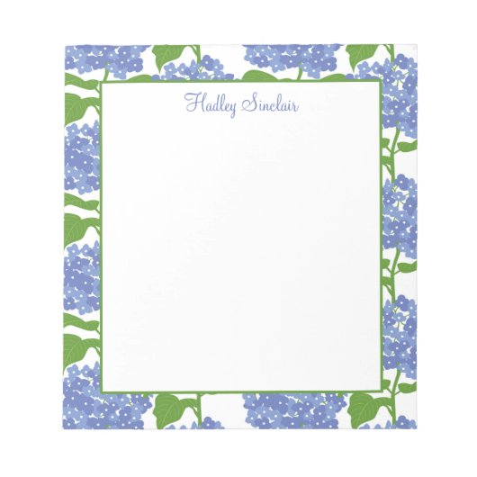 Periwinkle Blue Hydrangea Pattern Notitieblok (Voorkant)