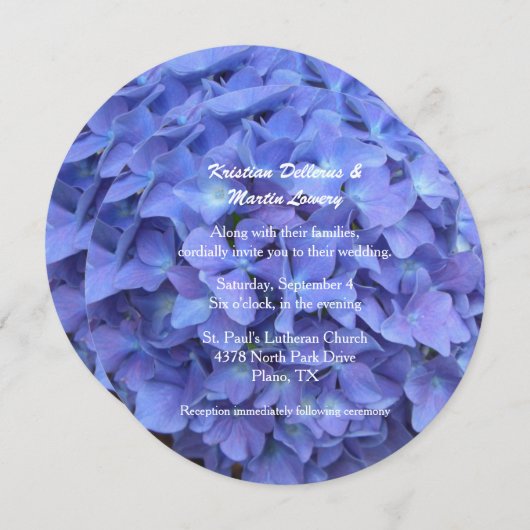 Periwinkle Blue Hydrangea Wedding Kaart (Voorkant / Achterkant)