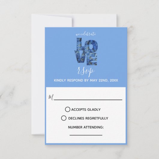Periwinkle Blue Hydrangea Wedding Response Kaart (Voorkant)