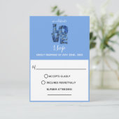Periwinkle Blue Hydrangea Wedding Response Kaart (Staand voorkant)