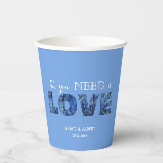 Periwinkle Blue Hydrangeas Alles wat je nodig hebt Papieren Bekers (Voorkant)