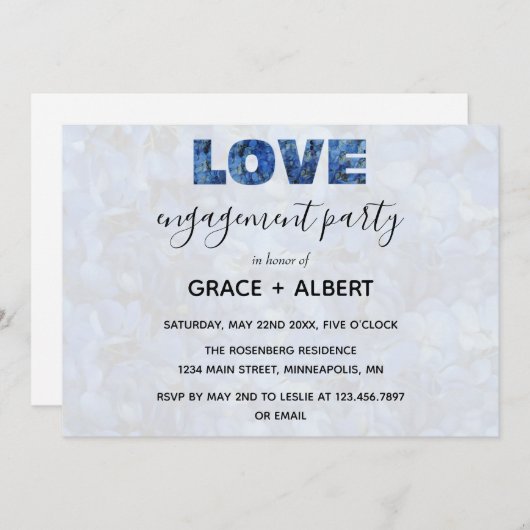 Periwinkle Blue Hydrangeas Engagement Party Kaart (Voorkant / Achterkant)