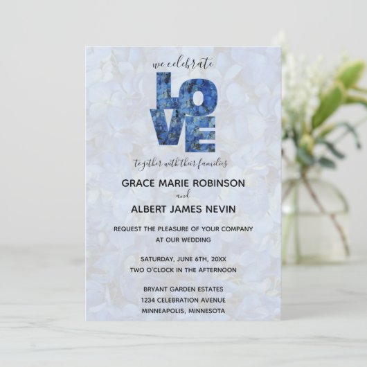 Periwinkle Blue Hydrangeas Flowers Wedding Kaart (Staand voorkant)