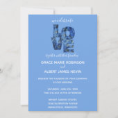 Periwinkle Blue Hydrangeas LOVE Wedding Kaart (Voorkant)