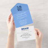 Periwinkle Blue Hydrangeas Wedding All In One Uitnodiging (Afscheurbaar)