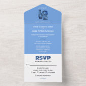 Periwinkle Blue Hydrangeas Wedding All In One Uitnodiging (Binnen)