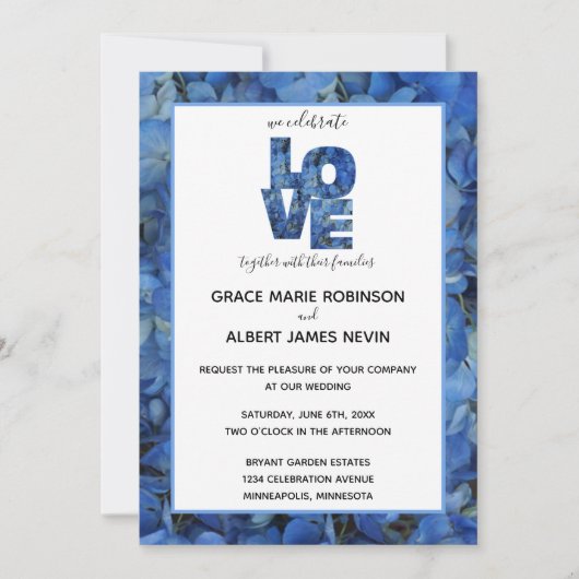 Periwinkle Blue Hydrangeas Wedding Kaart (Voorkant)