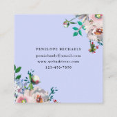Periwinkle Blue met Waterverf Floral Vierkante Visitekaartje (Achterkant)