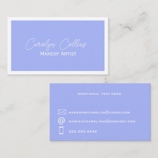 Periwinkle Blue Minimalist Visitekaartje (Voorkant / Achterkant)