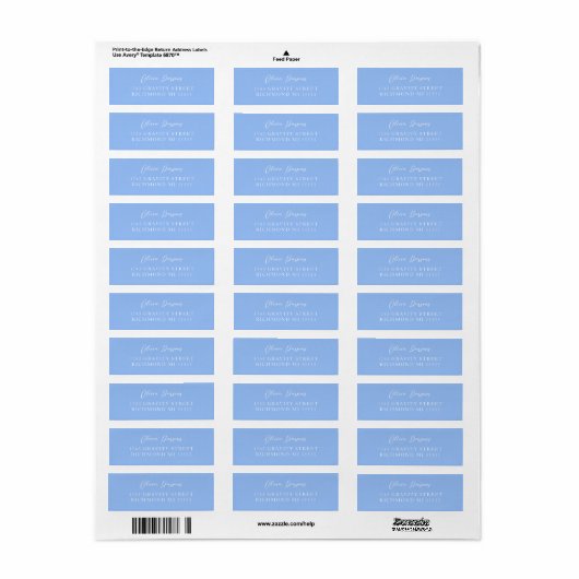 Periwinkle Blue Modern elegant met scripts Etiket (Full Sheet)
