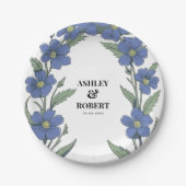 Periwinkle Blue Modern Floral Wedding Papieren Bordje (Voorkant)