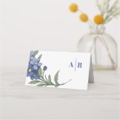 Periwinkle Blue Modern Floral Wedding Plaatskaartje (Achterkant)