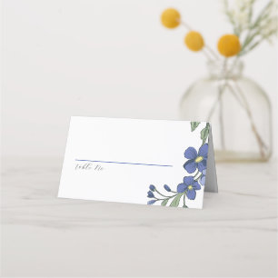 Periwinkle Blue Modern Floral Wedding Plaatskaartje